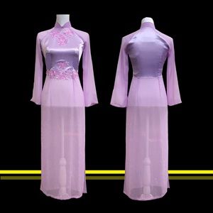 Asian Ao Dai Dress Light Purple W/pants Size S